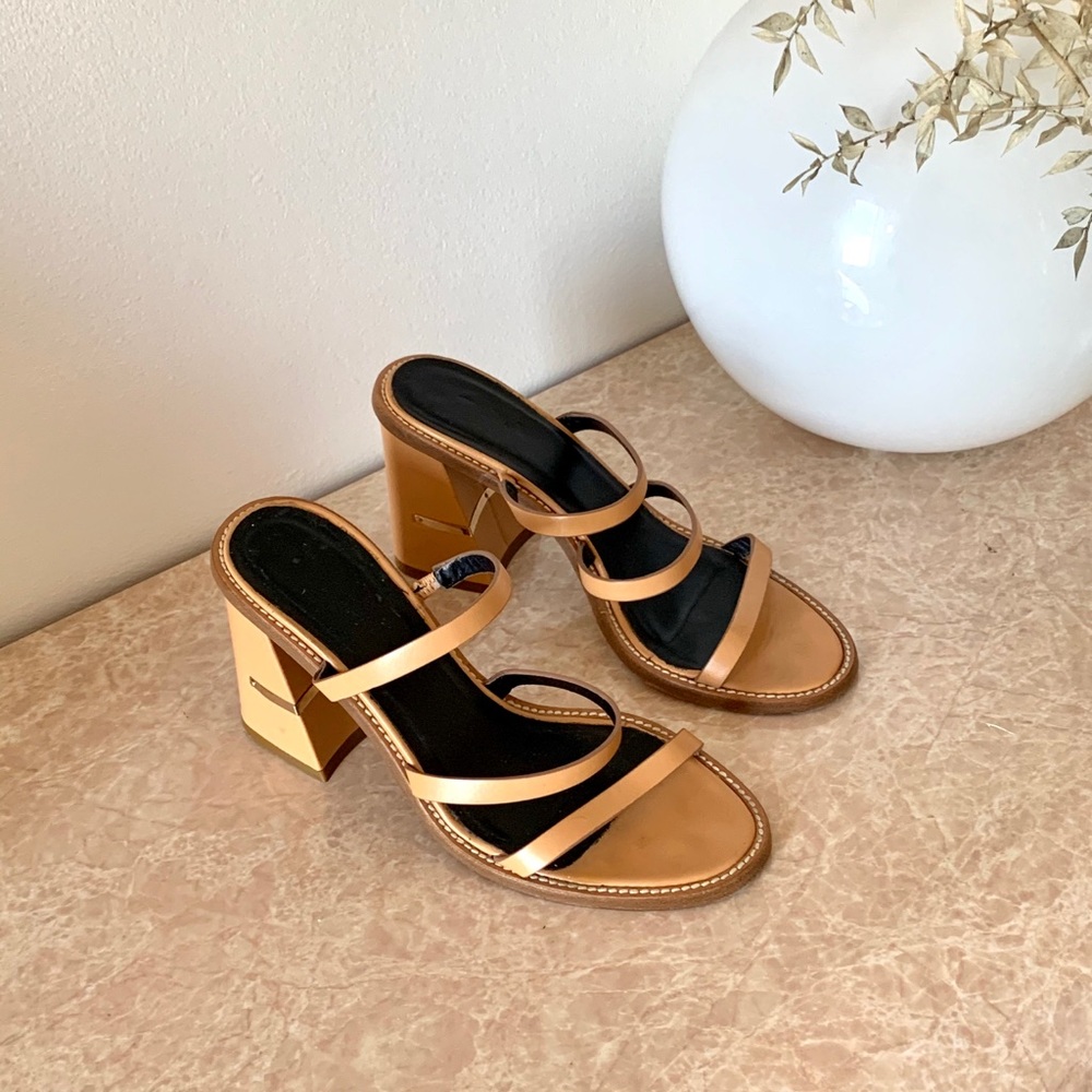 Tibi Nude Strappy Block Heel Sandals